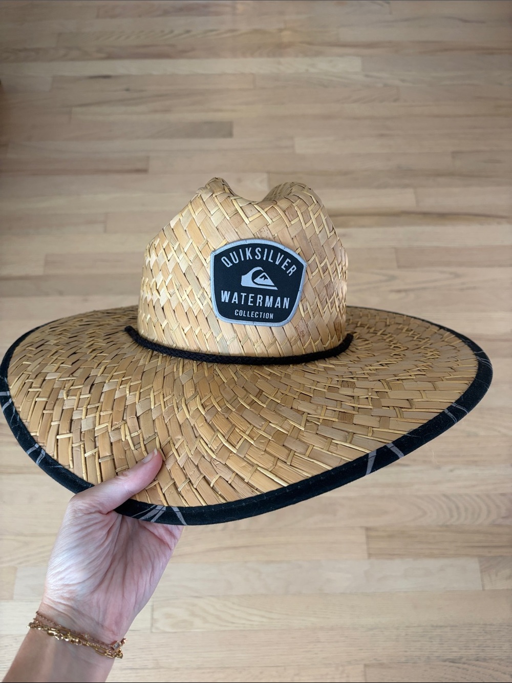 Quiksilver Straw Waterman Wide-Brim Sun Hat with Black Trim